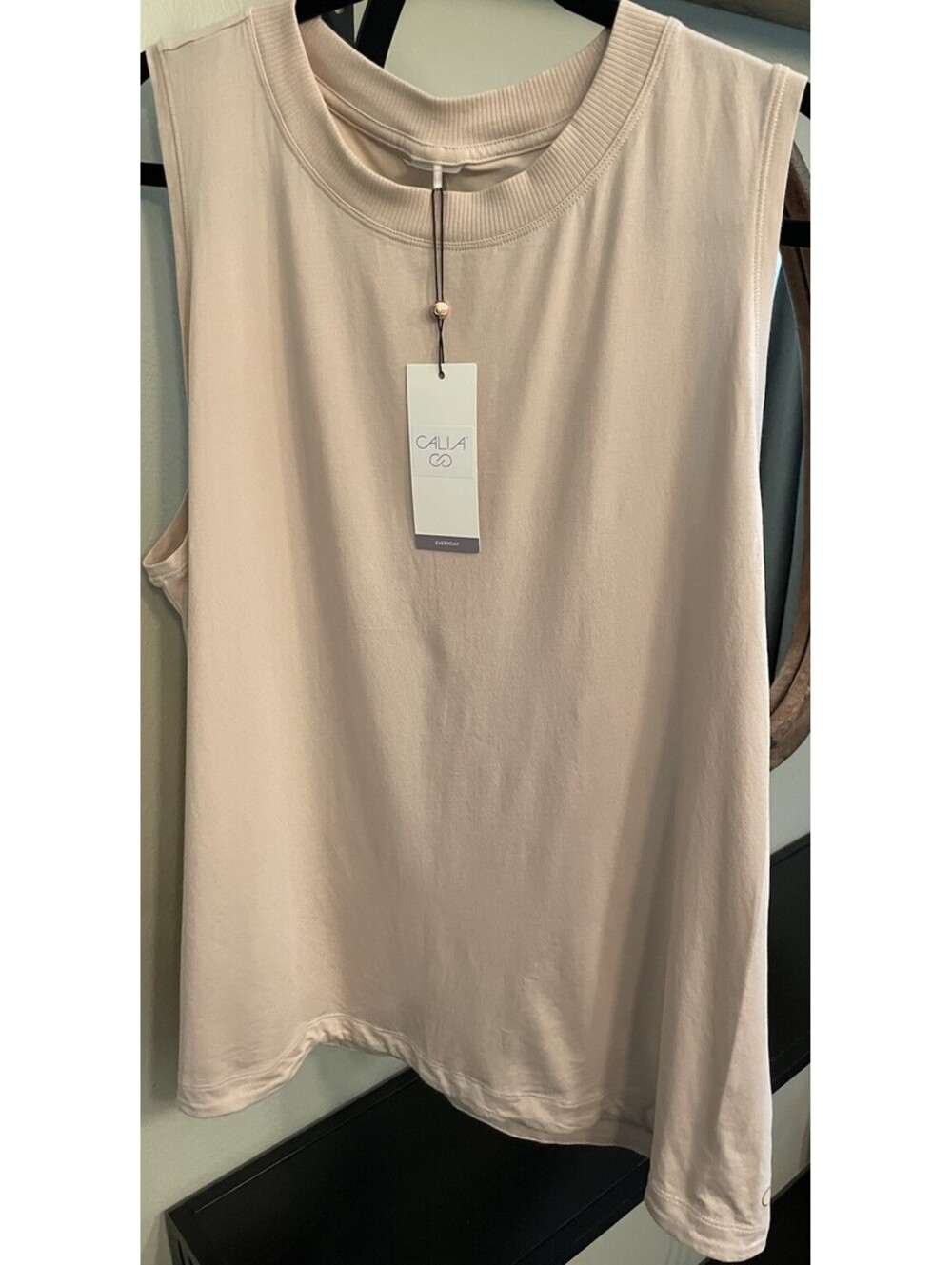 Calia by Carrie Underwood Boyfriend Tank Top Womens XL Khaki Color